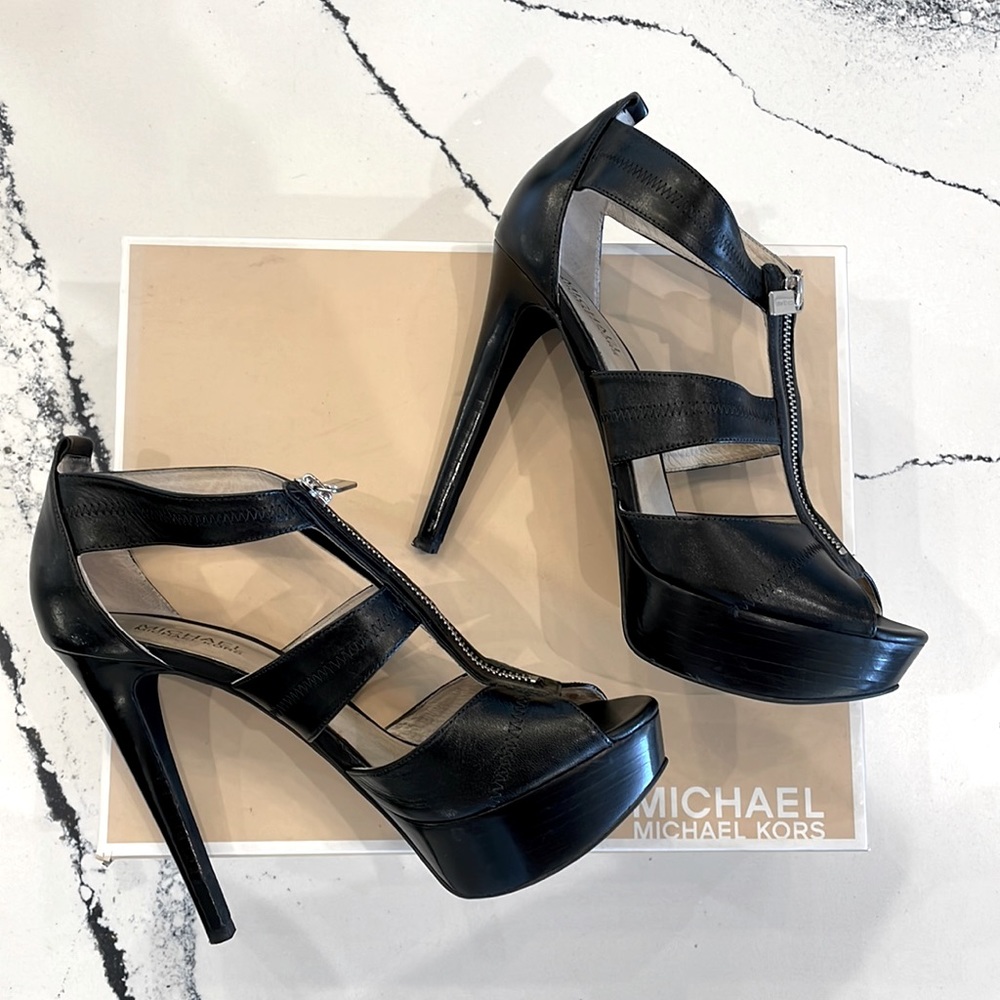 MICHAEL Michael Kors Berkley Black Leather Platform Sandal